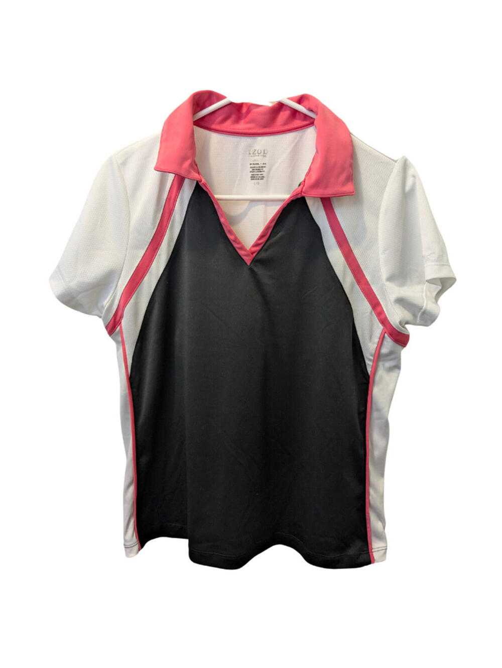 Izod Cool FX Performx Women's Golf Polo Shirt Large - Black White Pink